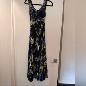 Floral Black and Blue Maxi Dress